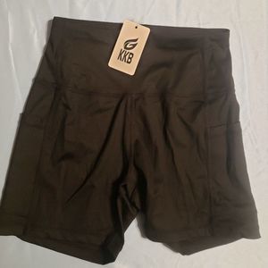 KKB Women's High Waist Active Wear Shorts B03 Black Size S